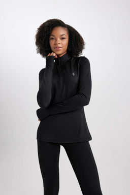 DeFactoFit Футболка с длинным рукавом и воротником стандартной посадки с принтом  фото 4