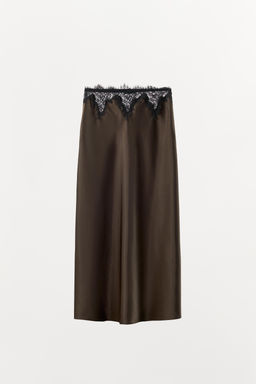SATIN SKIRT WITH LACE TRIM - Zara фото 3