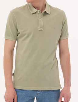 A__k Ye_il Slim Fit Dokulu Polo Yaka Ti__rt