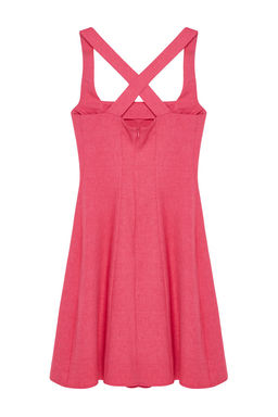 Fusya A-Kesim Kare Yaka Mini Dokuma Elbise TWOSS23EL01549