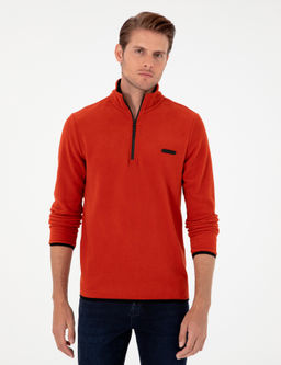 Kiremit Regular Fit Yar_m Fermuarl_ Polar Sweatshirt