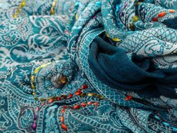 Палантин с вышивкой (шерсть 100%) № Тк903/75 - Ганг фото 3