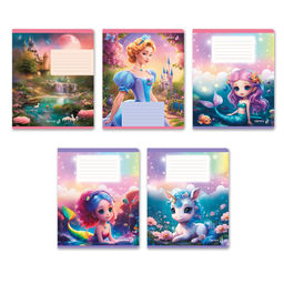 "Светоч" Т74 Тетрадь ученическая школьная A5 12 л. на скобе 65 г/кв.м , белизна 100 % 25 шт. клетка 01119 В мире сказок