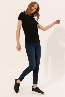 U. S. Polo Assn Женская черная базовая футболка с воротником-поло - U.s. polo assn фото 4