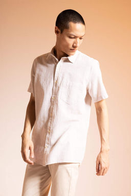 Рубашка стандартного кроя с короткими рукавами из 100% хлопка - Defacto фото 4