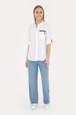 Женская белая рубашка с длинным рукавом - U.s. polo assn фото 11