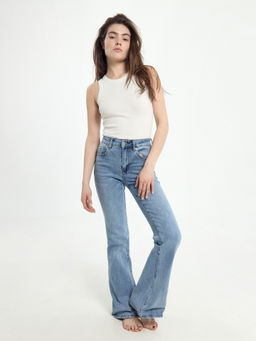 Брюки женские джинсовые FLARE FIT голубые голубой 2024-DTW1701-3 - Mark formelle фото 10