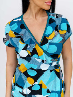 Халат женский, цвет голубой горчичный