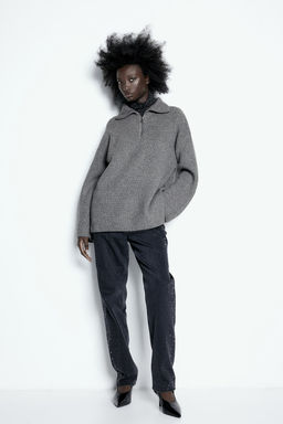 Jersey en punto de canale con media cremallera