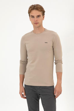 Erkek Koyu Bej Basic Sweatshirt Sepette S_rpriz _ndirim