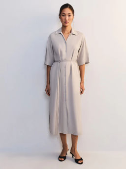 Льняное платье-рубашка с поясом ZR2605012904-36 / Zarina