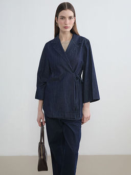 Ba?lama Detayl? Kad?n Jean Ceket