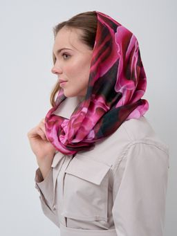 Большой, красивый двусторонний платок с рисунком в стиле арт-декои необычной текстурой ткани - Tantino фото 6