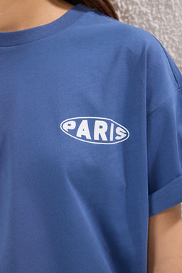 TRENDYOLMILLA Ekru %100 Pamuk Premium Oversize/Genis Kal?p Bisiklet Yaka Orme T-Shirt TWOSS23TS00040 фото 3