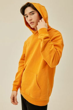 Comfort Regular Fit Rahat Kal?p Kapusonlu Kanguru Cepli Basic Duz Sweatshirt