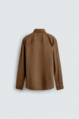 CAMISA REGULAR FIT 100% LINO / Khaki oscuro - Zara фото 8