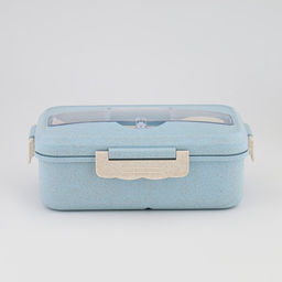 Ланч-бокс в школу TAKE IT EASY, 800 мл, с приборами, 12×7.6×20 см, пшеничная солома, голубой