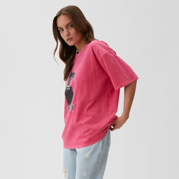 Футболка из вареного хлопка женская MIST Insanity, розовая, размер M