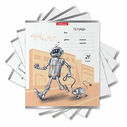 Цена за 10 шт. Тетрадь школьная ученическая ErichKrause Robolife, 24 листа, линейка (в плёнке по 10 шт.)_MIX-PACK