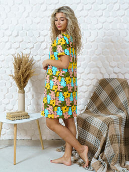 858 Туника "горчичные пазлы"