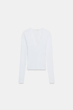 LONG SLEEVE RIBBED TOP - Zara фото 12