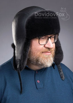шапка Пилот мужской норка экокожа - Davidovfox фото 2