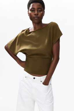 Top de un hombro en punto fino - H&m фото 6