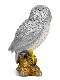 Фигурка полистоун «Сова на коряге», серебро, 9×12×19 см