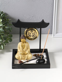 Сад Дзен "Будда в розовом, медитация у гонга" песок+камни+аромапалочки 13,2х15х16 см