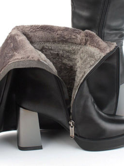 02-B6233-6051-3BM-1 BLACK Сапоги зимние женские (натуральная кожа, натуральный мех)