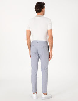 A__k Mavi Slim Fit Gofreli Beli Ba_c_kl_ Spor Pantolon