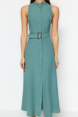 TRENDYOLMILLA Mint Kemerli Midi Dokuma Gomlek Elbise TWOSS23EL01628  фото 8