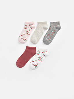 ?i?ekli Kad?n Patik ?orap 5li