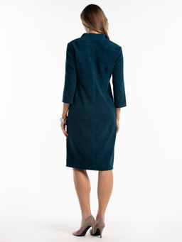 Платье вельветовое с воротником и карманами морская волна - Odis фото 6