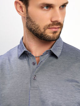 Джемпер мужской с воротником поло GREG G155-PM4-LT1636 (сине-серый)  фото 8