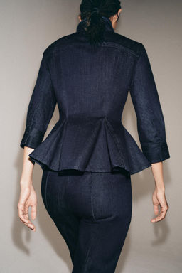 CAMISA DENIM PEPLUM ZW COLLECTION / Azul - Zara фото 3