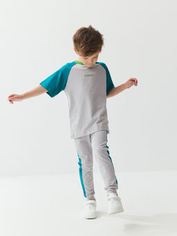 Футболка Колор блок Пепел/Изумруд - Bungly фото 6