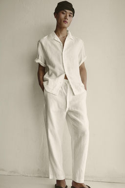 PANTAL?N RELAXED FIT 100% LINO / Blanco - Zara фото 13