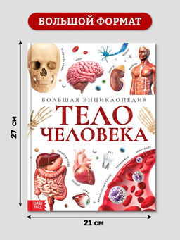 Энциклопедия в твёрдом переплёте "Строение тела человека", 128 страниц.