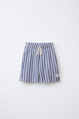 STRIPED LABEL STRAIGHT BERMUDA SHORTS
