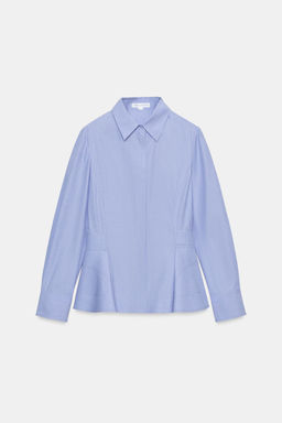 CAMISA POPEL?N PEPLUM ZW COLLECTION / Azul vigor? - Zara фото 7