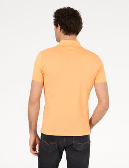 Turuncu Polo Yaka Slim Fit Basic Merserize T-shirt