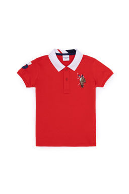 Красная футболка с воротником-поло для мальчиков - U.s. polo assn фото 9