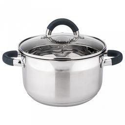 Кастрюля из нержавеющей стали "Луиза" 4,1л, д19,5см, h13см, s0,5мм, дно s2,9мм, стеклянная крышка, просиликоненные ручки, подарочная коробка, "Appetite" (Китай)