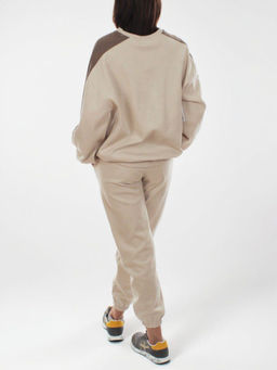 3160/3161 BEIGE/BROWN Костюм спортивный женский (95% хлопок, 5% эластан)