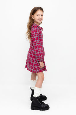 Crockid _ КР 5890/тем.бордовый,шотландская клетка к503 платье для дев