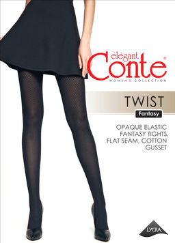 Колготки фантазийные CONTE Колготки TWIST с ажурным геометрическим рисунком ромбы nero - Conte elegant фото 4