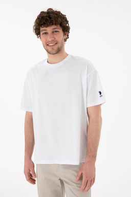 Erkek Oversize Fit Bisiklet Yaka Beyaz Ti__rt