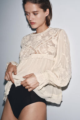 EMBROIDERED AND BEADED STRUCTURED BLOUSE - Zara фото 9
