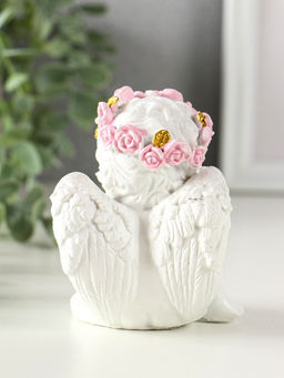 Фигурка светящаяся полистоун «Ангел - воздушный поцелуй в форме сердца», белый, 6.8×6×7.3 см